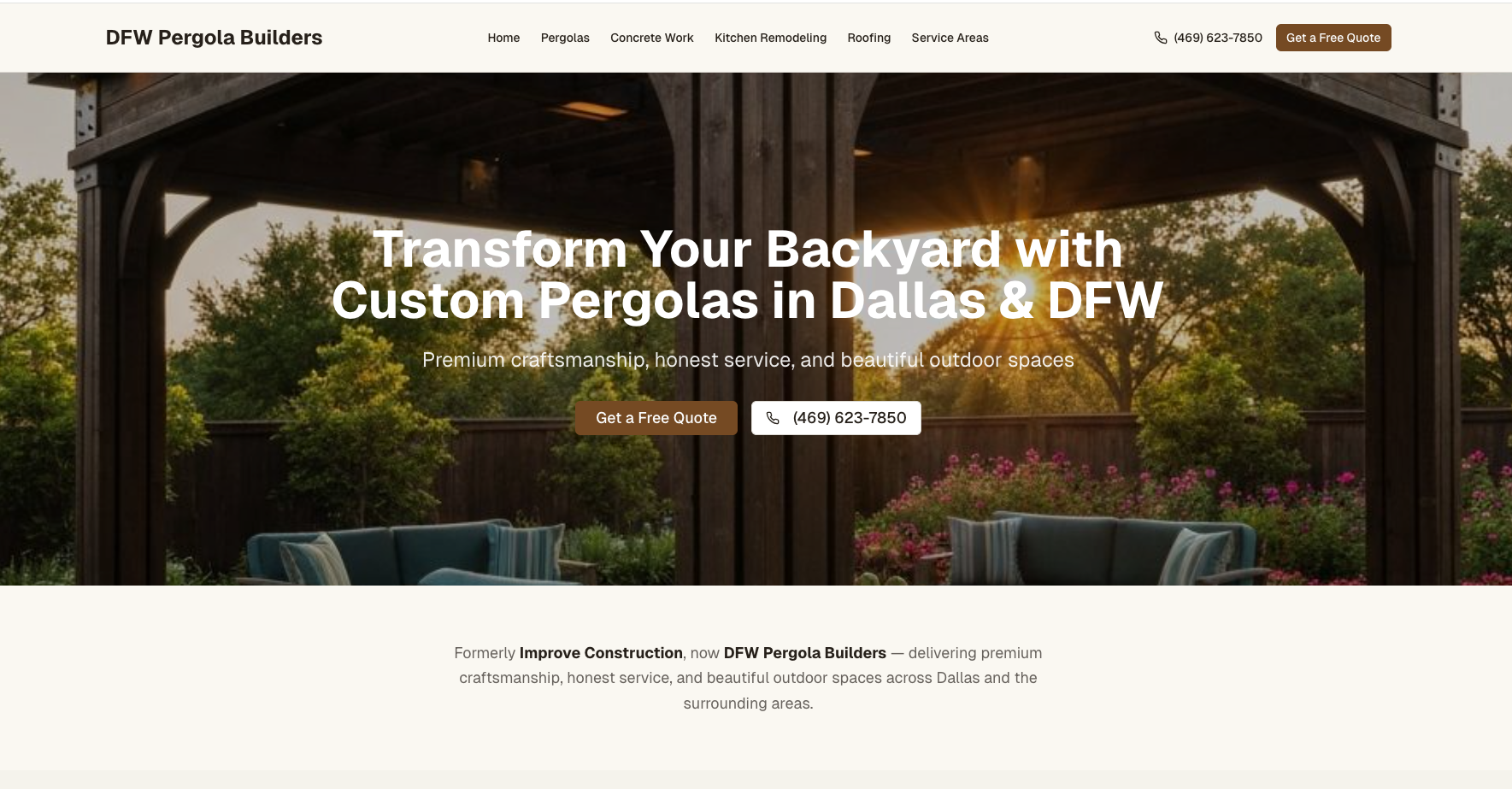 DFW Pergola Builders website preview